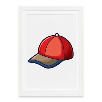 Cartoon Baseball Hat - Framed poster (27 × 37 cm) - white - Front