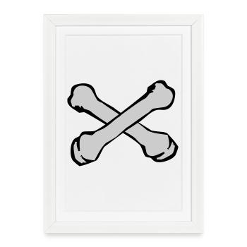 Silhouette des os croisés - Affiche encadrée (27 × 37 cm) - blanc - Devant