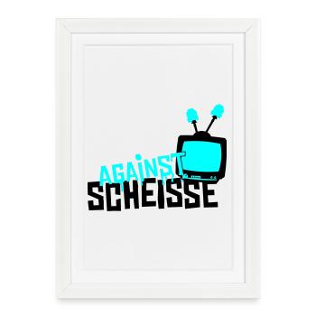 contre merde - télévision - Affiche encadrée (27 × 37 cm) - blanc - Devant
