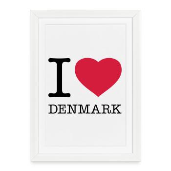J’AIME LE DANEMARK Dänemark - Affiche encadrée (27 × 37 cm) - blanc - Devant