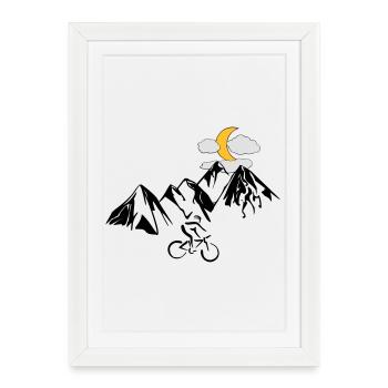 Mountain bikers with mountains - Framed poster (27 × 37 cm) - white - Front