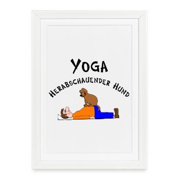 Yoga dog looking down - Framed poster (27 × 37 cm) - white - Front