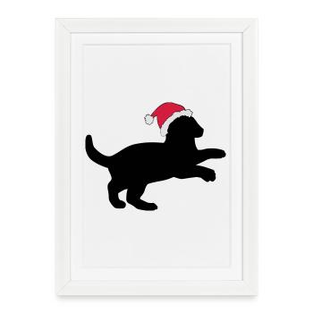 Kitten in a Christmas Hat. - Framed poster (27 × 37 cm) - white - Front