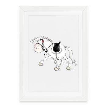 Dressage - Équitation -Cheval - Chevaux - Affiche encadrée (27 × 37 cm) - blanc - Devant