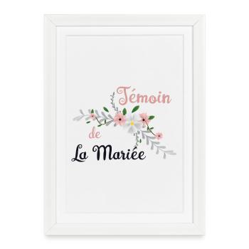 Témoin de La Mariée Floral - Affiche encadrée (27 × 37 cm) - blanc - Devant
