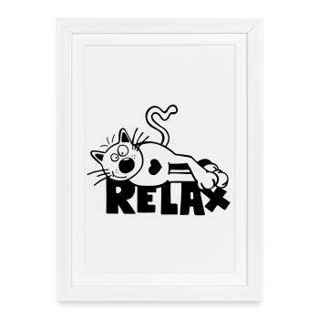 Relax Chat - Affiche encadrée (27 × 37 cm) - blanc - Devant