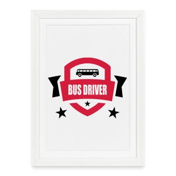 Bus / Conducteur / Travail / Métier / Job - Affiche encadrée (27 × 37 cm) - blanc - Devant