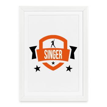 Chanteur - Chanter 🎤 - Affiche encadrée (27 × 37 cm) - blanc - Devant