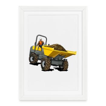 Dumper, benne avant - Affiche encadrée (27 × 37 cm) - blanc - Devant