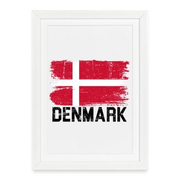 Pinceau du drapeau grunge danois - Affiche encadrée (27 × 37 cm) - blanc - Devant