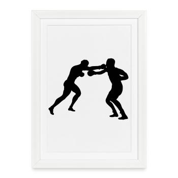 Combat de boxe - Affiche encadrée (27 × 37 cm) - blanc - Devant