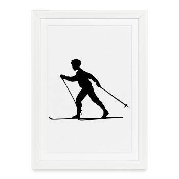 Ski de fond - Affiche encadrée (27 × 37 cm) - blanc - Devant