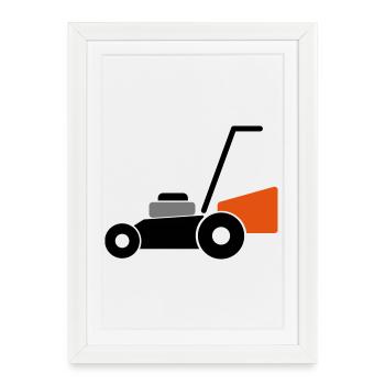 Tondeuses à gazon - Affiche encadrée (27 × 37 cm) - blanc - Devant