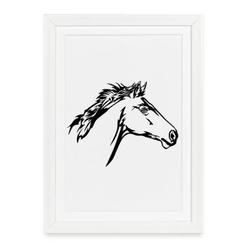 Tête de cheval en course - Affiche encadrée (27 × 37 cm) - blanc - Devant