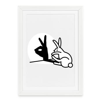 Funny Rabbit Hand Shadow Projection Rabbit - Framed poster (27 × 37 cm) - white - Front