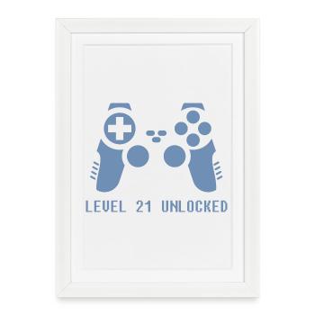 joueur joueur 21e anniversaire - Affiche encadrée (27 × 37 cm) - blanc - Devant