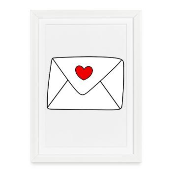 Heart Letter Love Letter Gift Valentine's Day Couples - Framed poster (27 × 37 cm) - white - Front
