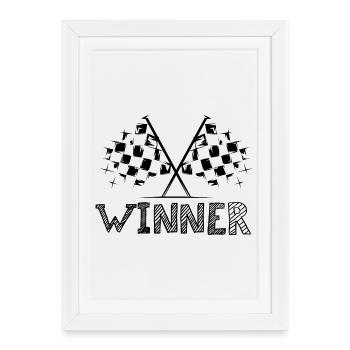Vainqueur Flag Car Racing Icons Logo icône Équipe - Affiche encadrée (27 × 37 cm) - blanc - Devant