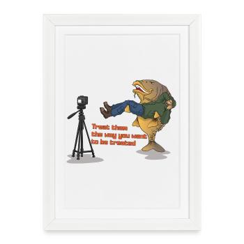 Drôle de conception de la pêche à la carpe Catch and Release Humour - Affiche encadrée (27 × 37 cm) - blanc - Devant