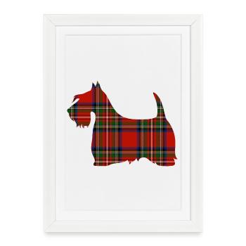 Tartan Scottie - Affiche encadrée (27 × 37 cm) - blanc - Devant