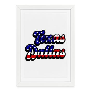 Design du drapeau de Dallas, Texas, États-Unis - Affiche encadrée (27 × 37 cm) - blanc - Devant