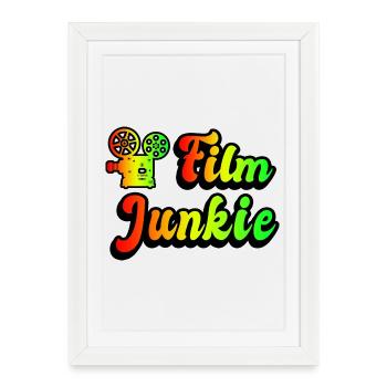 Film Junkie Rainbow Design - Affiche encadrée (27 × 37 cm) - blanc - Devant