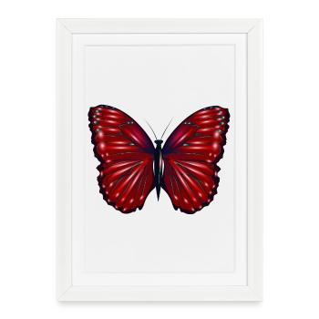 Red fantasy butterfly with highlights - Framed poster (27 × 37 cm) - white - Front