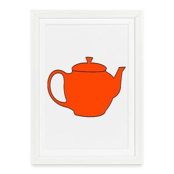 Teapot Tea Pot Breakfast Enjoyment Drink - Framed poster (27 × 37 cm) - white - Front