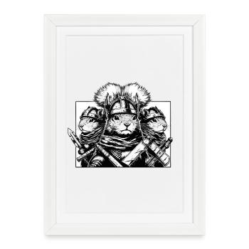 Trio d’écureuils vikings - Affiche encadrée (27 × 37 cm) - blanc - Devant