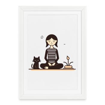 Se détendre avec un chat - Affiche encadrée (27 × 37 cm) - blanc - Devant