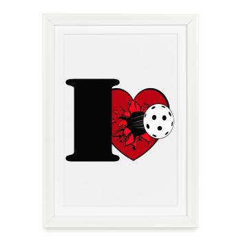 Floorball, Unihockey, J’adore le floorball - Affiche encadrée (27 × 37 cm) - blanc - Devant