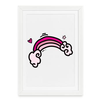 Pastel Pink Rainbow Clouds - Framed poster (27 × 37 cm) - white - Front