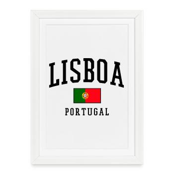 Lettrage Lisboa avec drapeau du Portugal - Affiche encadrée (27 × 37 cm) - blanc - Devant