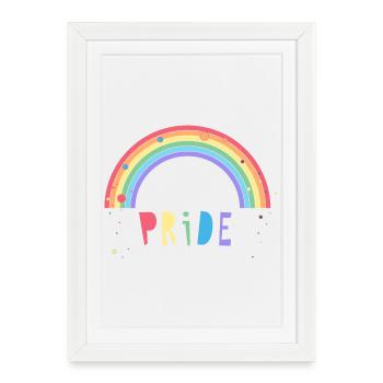 colorful Pride lettering with rainbow - Framed poster (27 × 37 cm) - white - Front
