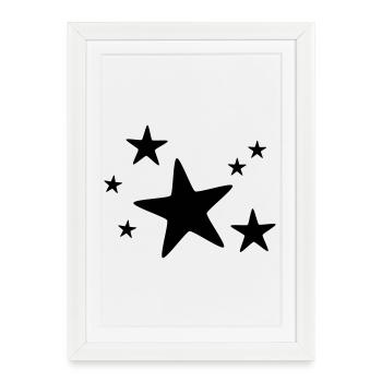 Groupe d’étoiles monochrome - Affiche encadrée (27 × 37 cm) - blanc - Devant