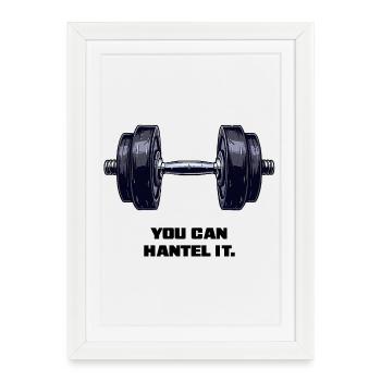 Haltère, Fitness, Motivation, Salle de sport, T-shirt - Affiche encadrée (27 × 37 cm) - blanc - Devant