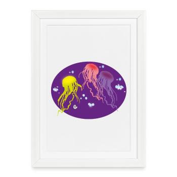 Méduse multicolore - Affiche encadrée (27 × 37 cm) - blanc - Devant