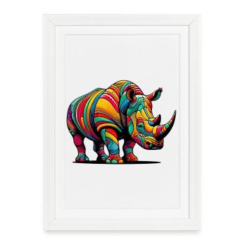 Rhinocéros - Affiche encadrée (27 × 37 cm) - blanc - Devant