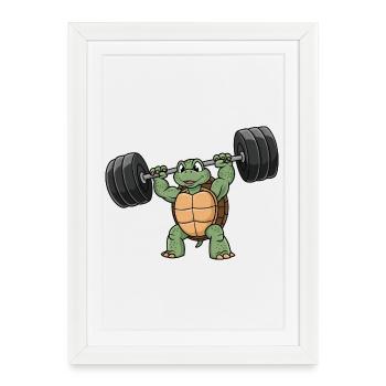 Entraînement d’entraînement avec haltères Strong Turtle Fitness - Affiche encadrée (27 × 37 cm) - blanc - Devant