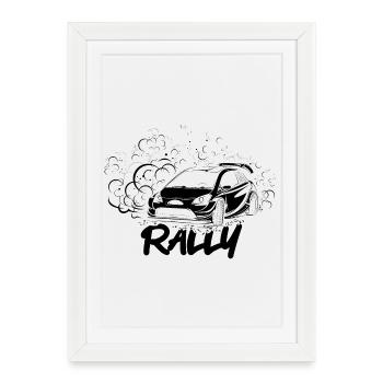rallye drift voiture tout-terrain 4x4 illustration icône - Affiche encadrée (27 × 37 cm) - blanc - Devant