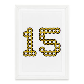 ANNIVERSAIRE. 15. 15 ANS. 15e ANNIVERSAIRE - Affiche encadrée (27 × 37 cm) - blanc - Devant