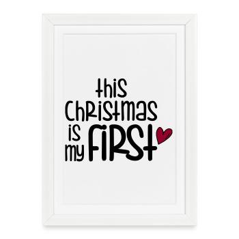 Premier Noël - Affiche encadrée (27 × 37 cm) - blanc - Devant