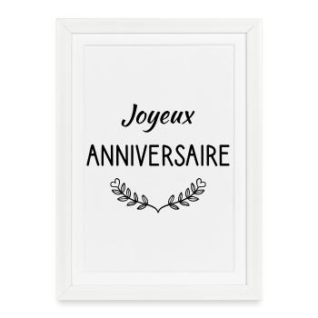 1. 1 AN. 1er ANNIVERSAIRE. ANNIVERSAIRE 1 AN - Affiche encadrée (27 × 37 cm) - blanc - Devant