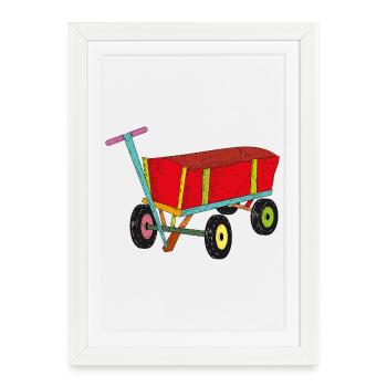 Colourful handcart – motif for children's adventures - Framed poster (27 × 37 cm) - white - Front