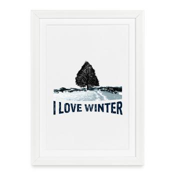 J’adore l’arbre d’hiver avec - Affiche encadrée (27 × 37 cm) - blanc - Devant