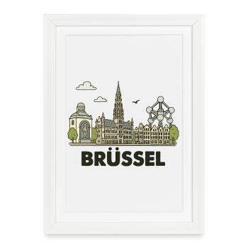 Brussels City - Framed poster (27 × 37 cm) - white - Front