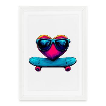 Coeur de skateur - Affiche encadrée (27 × 37 cm) - blanc - Devant