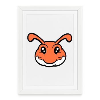 chenille sourit doux mignon ver amical bande dessinée - Affiche encadrée (27 × 37 cm) - blanc - Devant