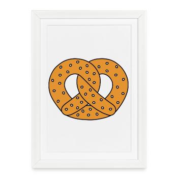 Pretzel with Sesame Seeds Illustration - Framed poster (27 × 37 cm) - white - Front