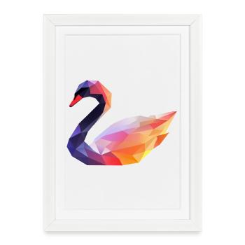 Logo géométrique coloré en forme de cygne - Affiche encadrée (27 × 37 cm) - blanc - Devant